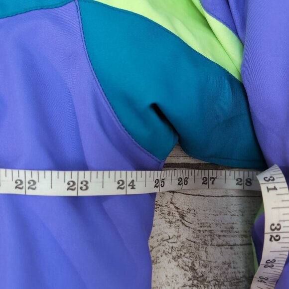 Edge Wear Ski Jacket Purple Teal Neon 90s Retro Colorblock – Women’s 12 - Picture 4 of 8